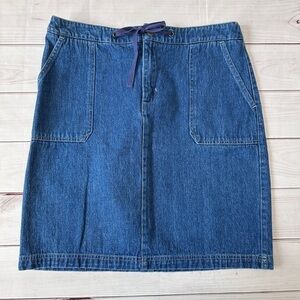 Natural Reflections Women’s Denim Skirt Size 8 –100% Cotton Adjustable Waist Tie